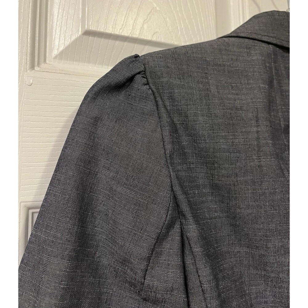 Loft Crop Blazer Ruffle Trim 3/4 Sleeves Blazer Womens 0P Blue Office Siren Corp - Picture 5 of 8